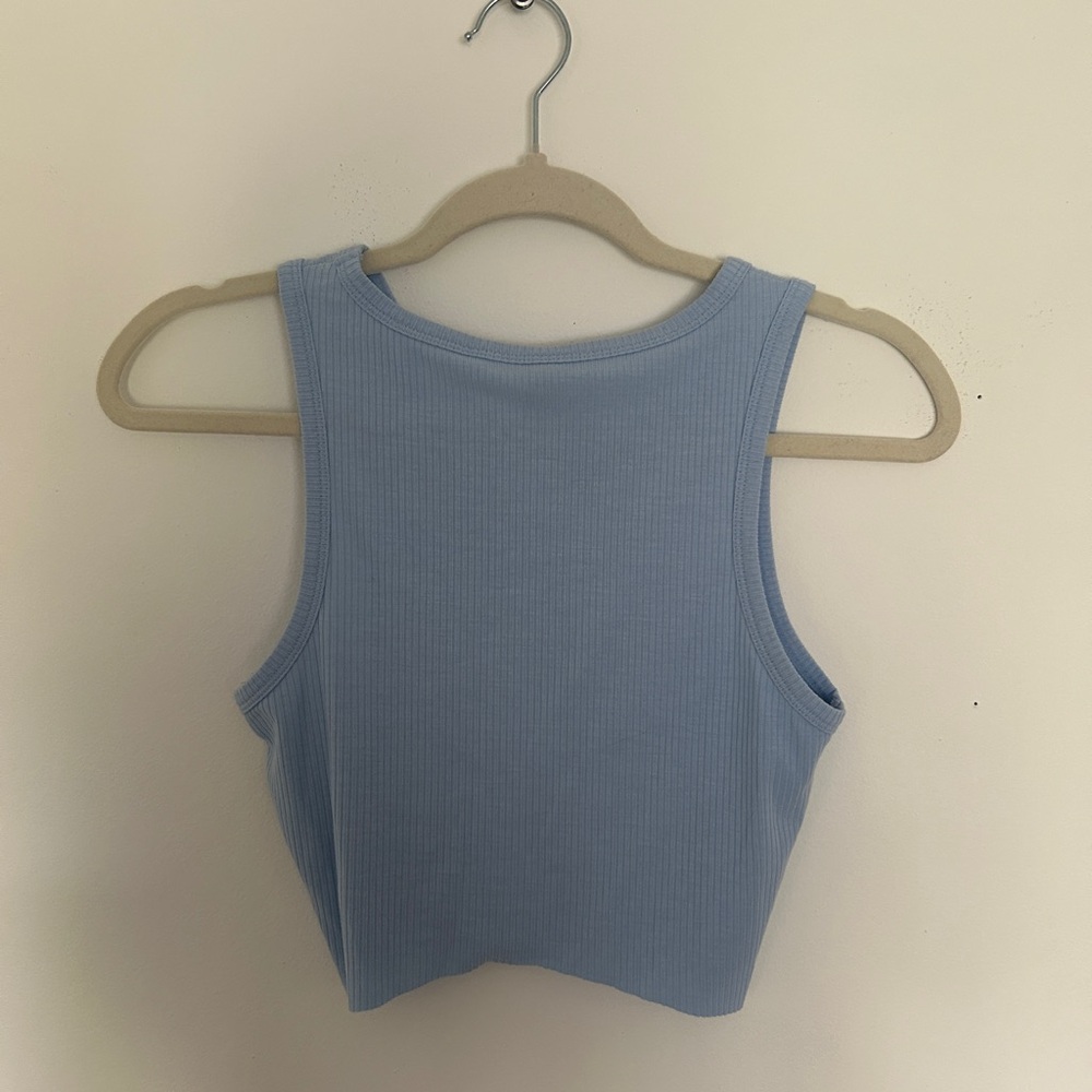 Light Blue Ribbed Tank Top - Picture 2 of 2